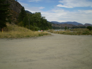 Looking north, first parking area is 2 KM (1.25 miles)north, Kettle Valley Railway Okanagan Falls to Vaseux Lake, 2011-08.